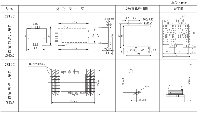 DZB-555中间继电器外形及安装尺寸图片