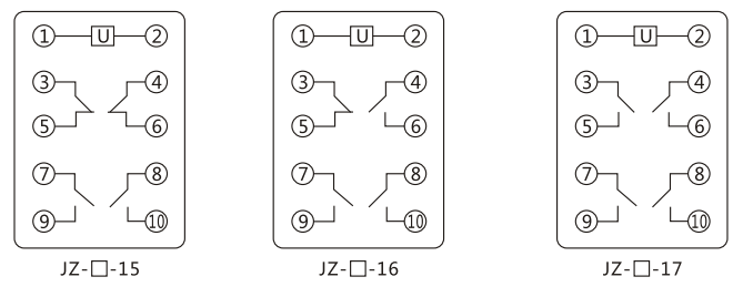 JZY（J)-204X静态中间继电器内部接线图及外引接线图